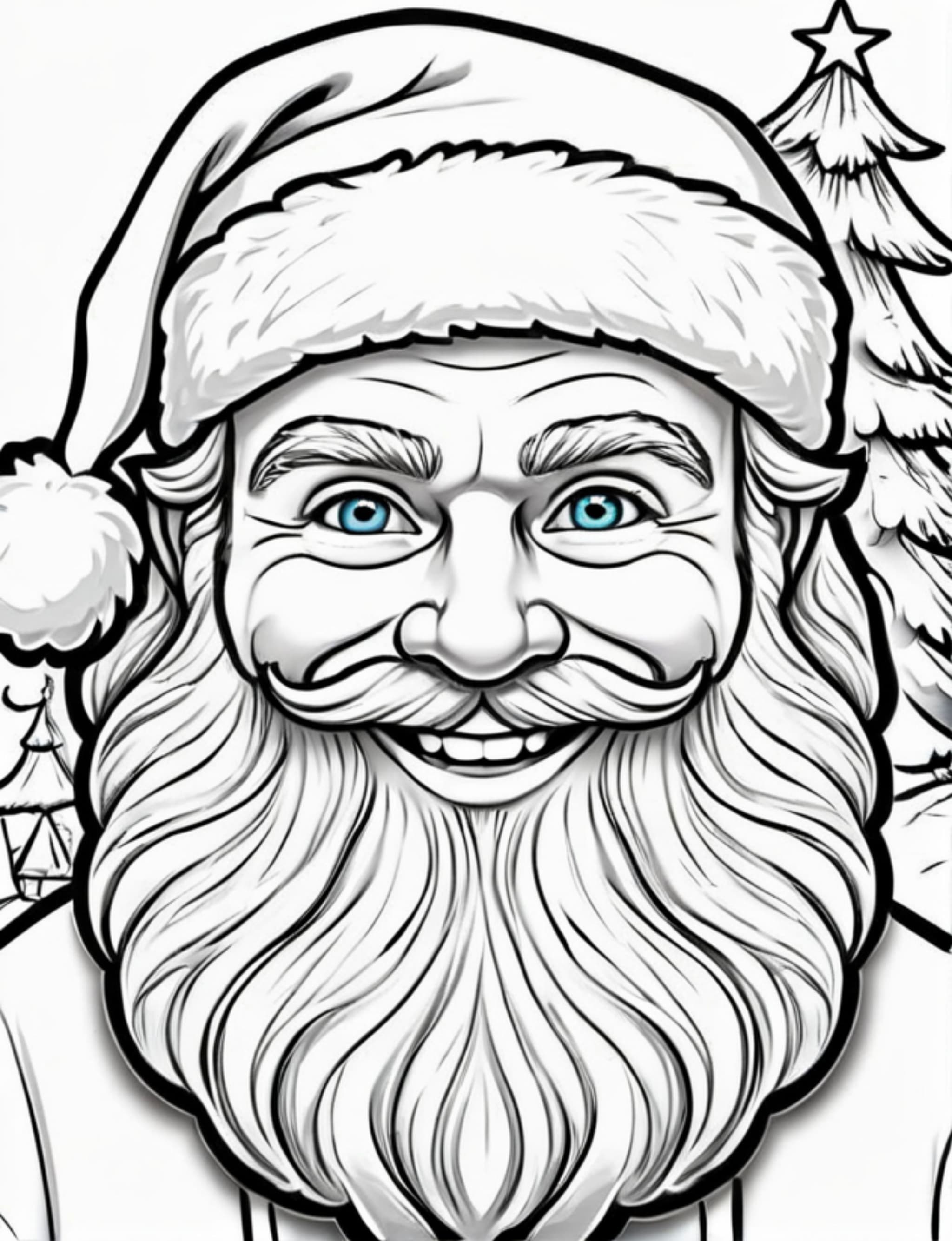 Santa with a big smile and blue eyes