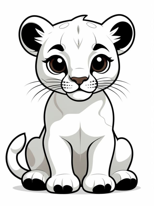 Simple Cartoon Tiger with Brown Eyes