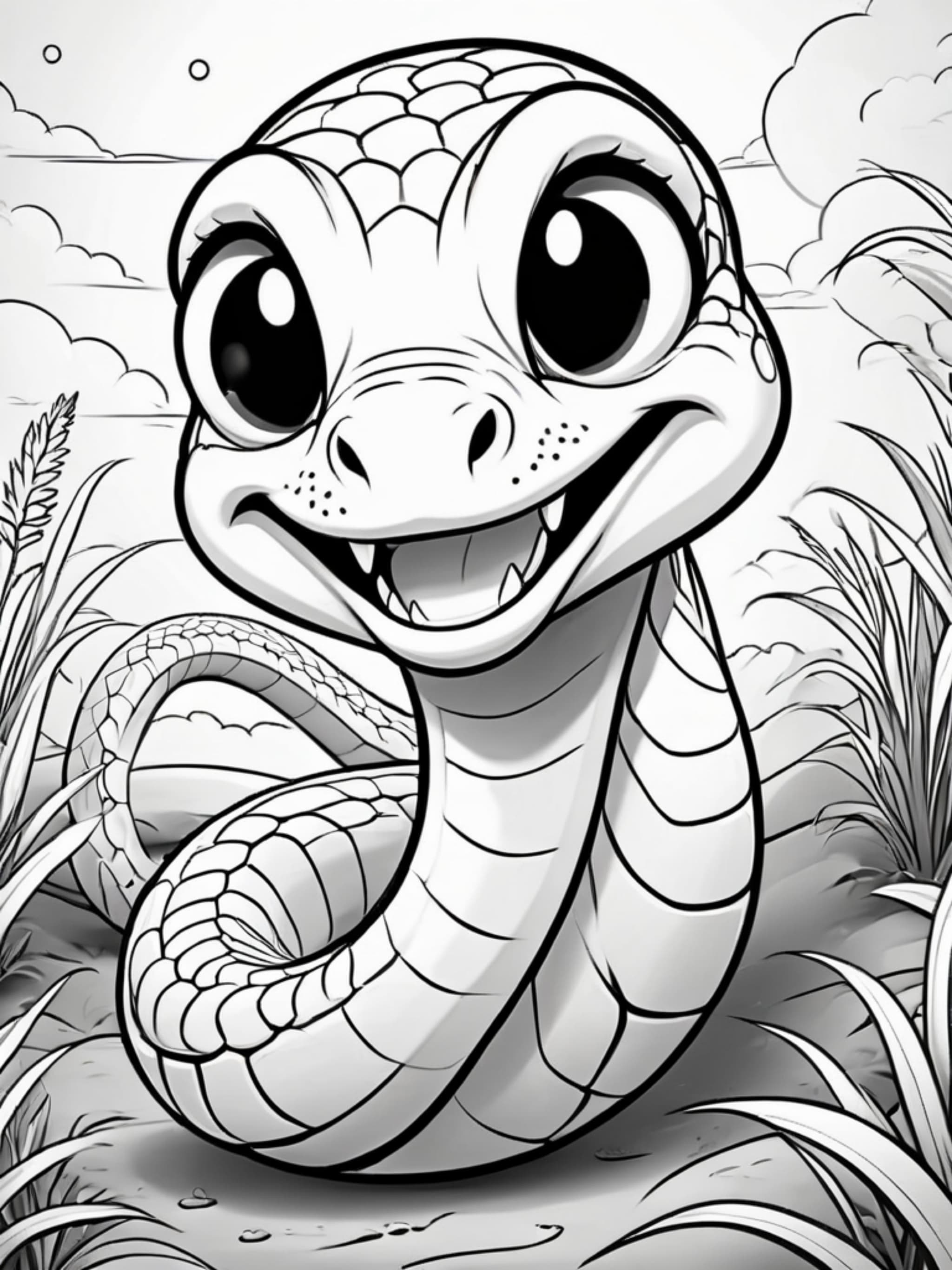 Happy Cartoon Snake Slithering