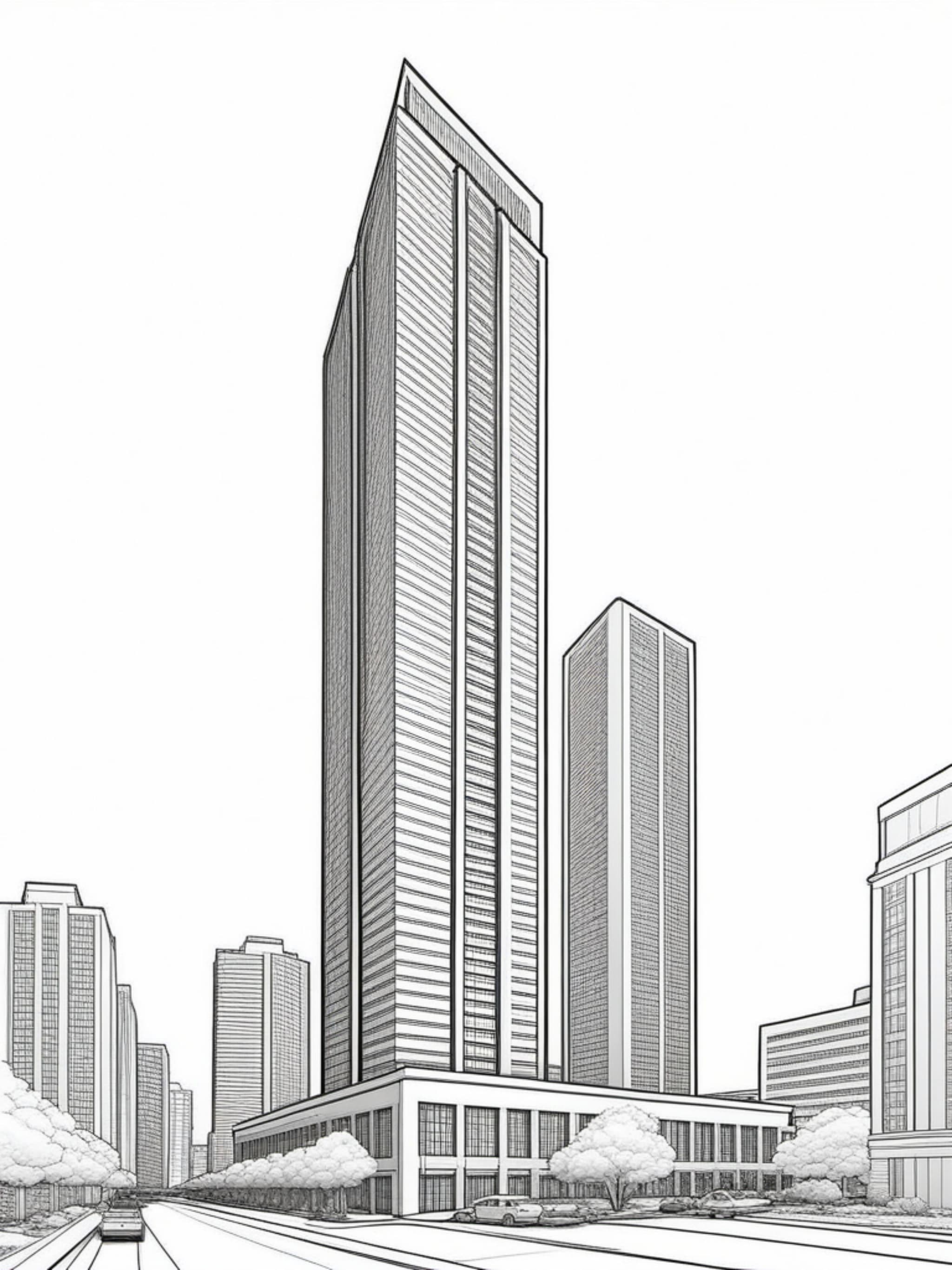 Architecture Drawing of High Rise