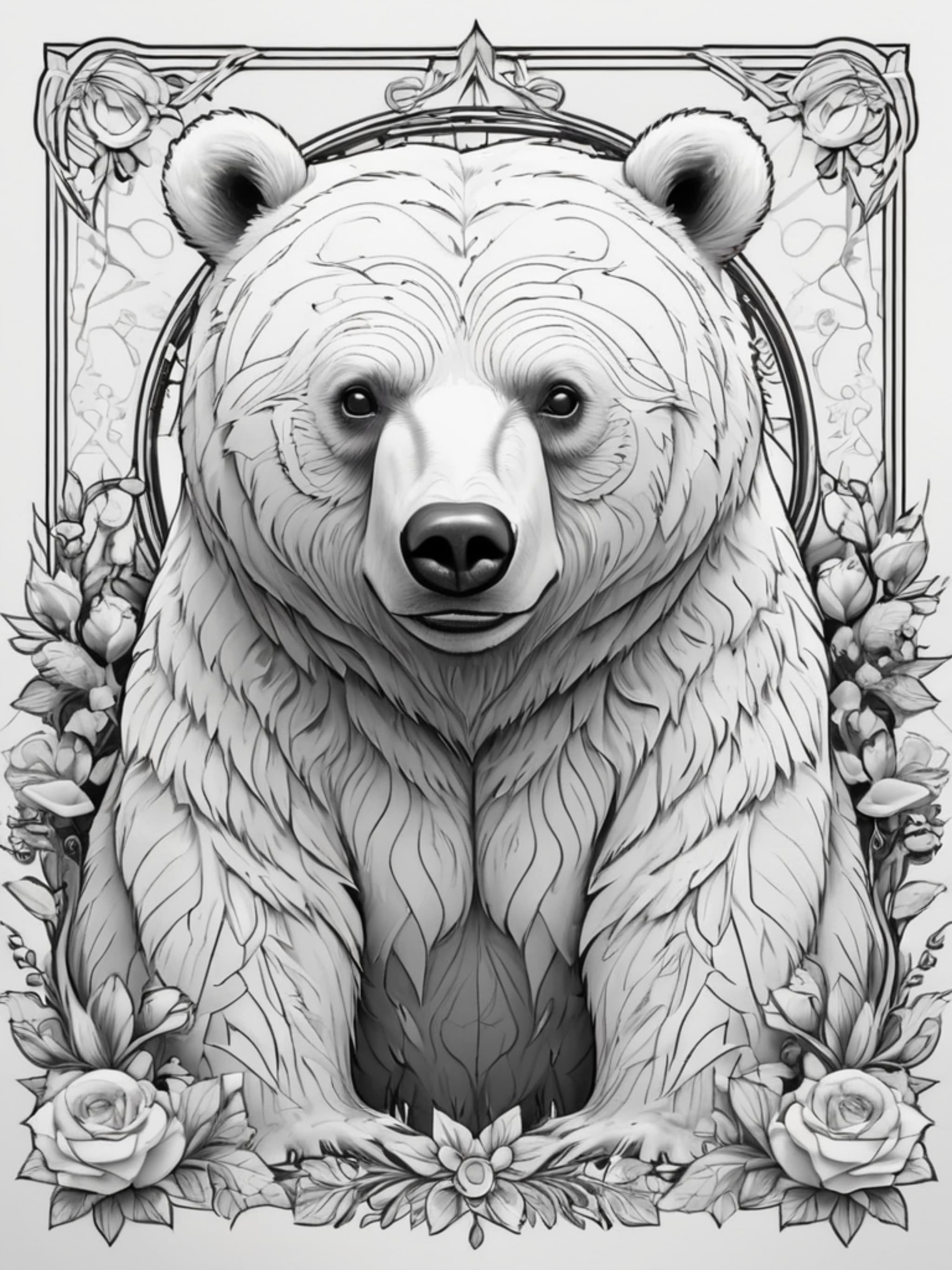 Bear in a Rose Frame