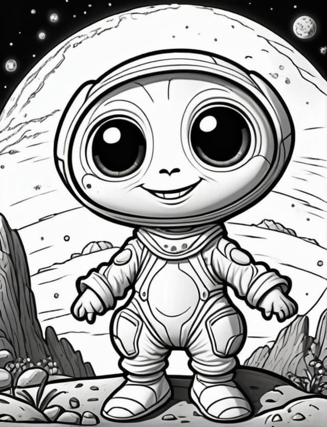 Adorable alien in space suit