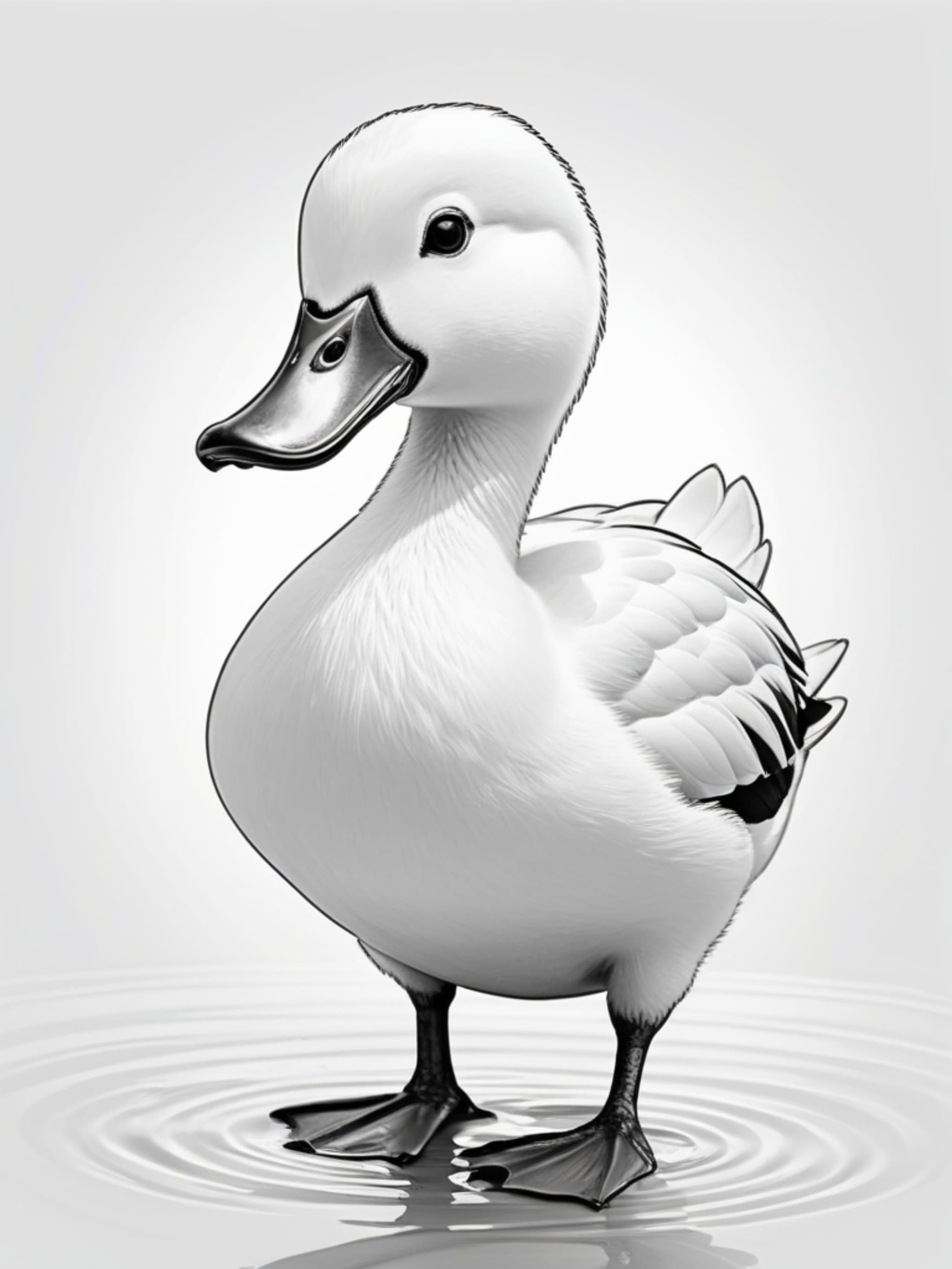 3D White Duck Standing in Water