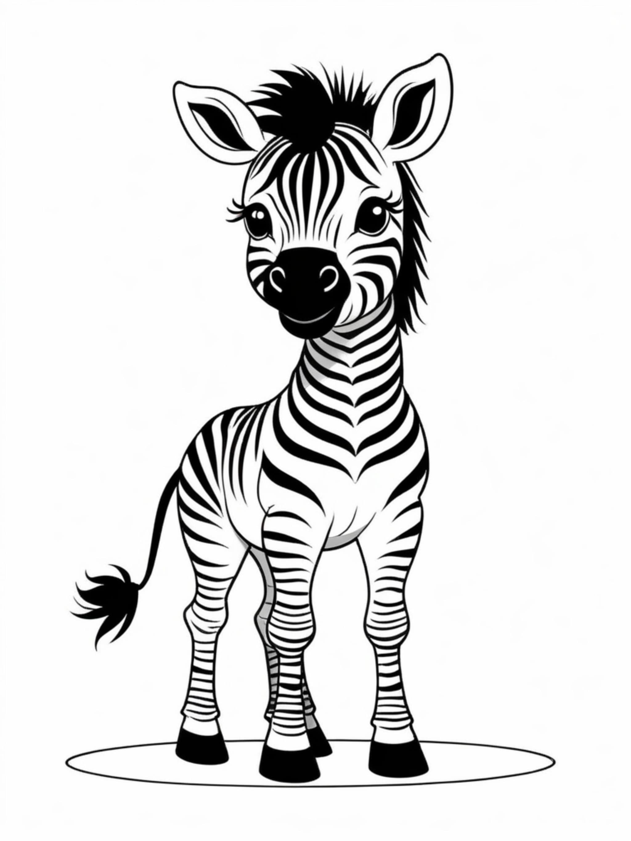 Timid Cartoon Zebra